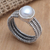 Sterling silver cultured pearl single stone ring, 'Cosmic Moon' - Hand Made Sterling Silver Cultured Pearl Single Stone Ring thumbail