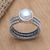 Sterling silver cultured pearl single stone ring, 'Cosmic Moon' - Hand Made Sterling Silver Cultured Pearl Single Stone Ring (image 2b) thumbail