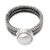 Sterling silver cultured pearl single stone ring, 'Cosmic Moon' - Hand Made Sterling Silver Cultured Pearl Single Stone Ring (image 2c) thumbail
