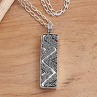 Sterling silver pendant necklace, 'Striking Lightning' - Hand Crafted Sterling Silver Pendant Zig Zag Necklace