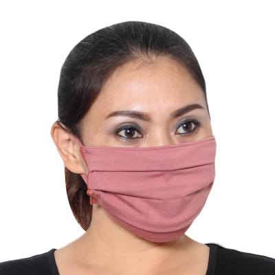 Rayon and Lycra face masks, 'Solid Rose Tones' (set of 3) - 3 Pleated Solid Rayon & Lycra Ear Loop Masks from Bali