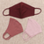 Rayon and Lycra face masks, 'Rosy Contours' (set of 3) - 2 Pink/1 Burgundy Solid Rayon & Lycra Contoured Masks (image 2e) thumbail