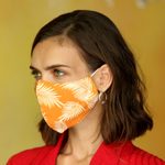 Rayon face masks 'Tropical Ferns' (pair) - 2 Masks Rayon Double Layer Handmade 1 Blue-1 Orange 'Tropica