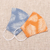 Rayon-Gesichtsmasken, (Paar) - 2 Masken Viskose Doppelschicht handgefertigt 1 blau-1 orange 'Tropica'