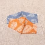 Rayon face masks 'Tropical Ferns' (pair) - 2 Masks Rayon Double Layer Handmade 1 Blue-1 Orange 'Tropica