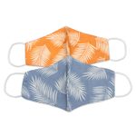 Rayon face masks 'Tropical Ferns' (pair) - 2 Masks Rayon Double Layer Handmade 1 Blue-1 Orange 'Tropica