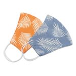 Rayon face masks 'Tropical Ferns' (pair) - 2 Masks Rayon Double Layer Handmade 1 Blue-1 Orange 'Tropica