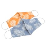 Rayon face masks 'Tropical Ferns' (pair) - 2 Masks Rayon Double Layer Handmade 1 Blue-1 Orange 'Tropica