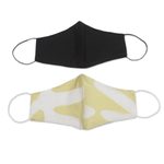 Rayon face masks 'Sunshine and Darkness' (pair) - 2 Double Layer Silk Elastic Loop Face Masks from Bali