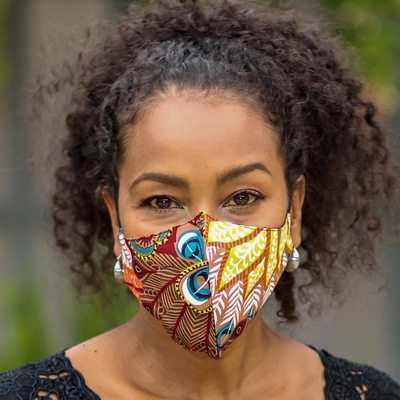 Rayon face masks, 'Colors of Nature' (set of 3) - 3 Colorful Nature Print 2-Layer Rayon Ear Loop Face Masks