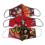 Rayon face masks, 'Colors of Nature' (set of 3) - 3 Colorful Nature Print 2-Layer Rayon Ear Loop Face Masks