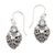 Blue topaz dangle earrings, 'Bali Strawberry in Blue' - Sterling Silver and Blue Topaz Dangle Earrings from Bali thumbail