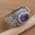 Amethyst signet ring, 'Woven Vines' - Amethyst and Sterling Silver Signet Ring (image 2c) thumbail
