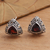 Gold-accented garnet button earrings, 'Pyramid Power in Red' - Triangular Bezel Set Garnet Button Earrings (image 2) thumbail