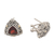 Gold-accented garnet button earrings, 'Pyramid Power in Red' - Triangular Bezel Set Garnet Button Earrings (image 2b) thumbail