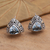 Gold-accented blue topaz button earrings, 'Pyramid Power in Blue' - Triangular Bezel Set Blue Topaz Button Earrings (image 2) thumbail