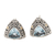 Gold-accented blue topaz button earrings, 'Pyramid Power in Blue' - Triangular Bezel Set Blue Topaz Button Earrings thumbail
