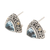 Gold-accented blue topaz button earrings, 'Pyramid Power in Blue' - Triangular Bezel Set Blue Topaz Button Earrings (image 2c) thumbail