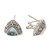 Gold-accented blue topaz button earrings, 'Pyramid Power in Blue' - Triangular Bezel Set Blue Topaz Button Earrings (image 2d) thumbail