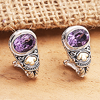 Gold-accented amethyst drop earrings, 'Seashore Vibes in Purple'