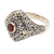 Gold-accented garnet cocktail ring, 'Temple Base' - Garnet and Sterling Silver Cocktail Ring from Bali (image 2e) thumbail