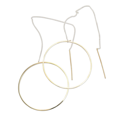 Pendientes enhebradores bañados en oro - Pendientes de enhebrar chapados en oro círculo único