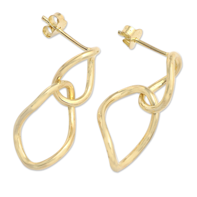 Gold plated dangle earrings, 'Golden Hour' - Gold Plated Chain Link Dangle Earrings