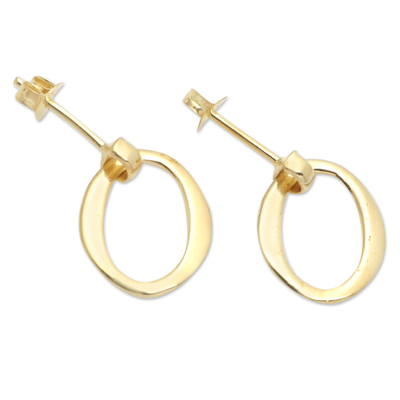 Gold plated dangle earrings, 'Edge of Sunset' - Gold Plated Circle Dangle Earrings