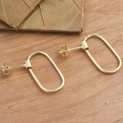 Vergoldete Ohrhänger, „Golden Circuit“ – Vergoldete ovale Ohrhänger