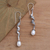 Cultured pearl dangle earrings, 'Spiral Pearl' - Sterling Silver Spiral Earrings with Cultured Pearls (image 2) thumbail