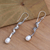 Cultured pearl dangle earrings, 'Spiral Pearl' - Sterling Silver Spiral Earrings with Cultured Pearls (image 2b) thumbail