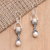 Cultured pearl dangle earrings, 'Idle Hours' - Hourglass Cultured Pearl and Sterling Silver Dangle Earrings (image 2b) thumbail