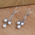 Cultured pearl dangle earrings, 'Manifest Destiny' - Sterling Silver and Freshwater Pearl Dangle Earrings (image 2b) thumbail