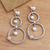Cultured pearl dangle earrings, 'What Goes Around' - Double Circle Dangle Earrings with Cultured Pearls thumbail