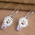 Amethyst dangle earrings, 'Paws and Gems in Purple' - Amethyst Sterling Silver Paw Print Dangle Earrings (image 2b) thumbail