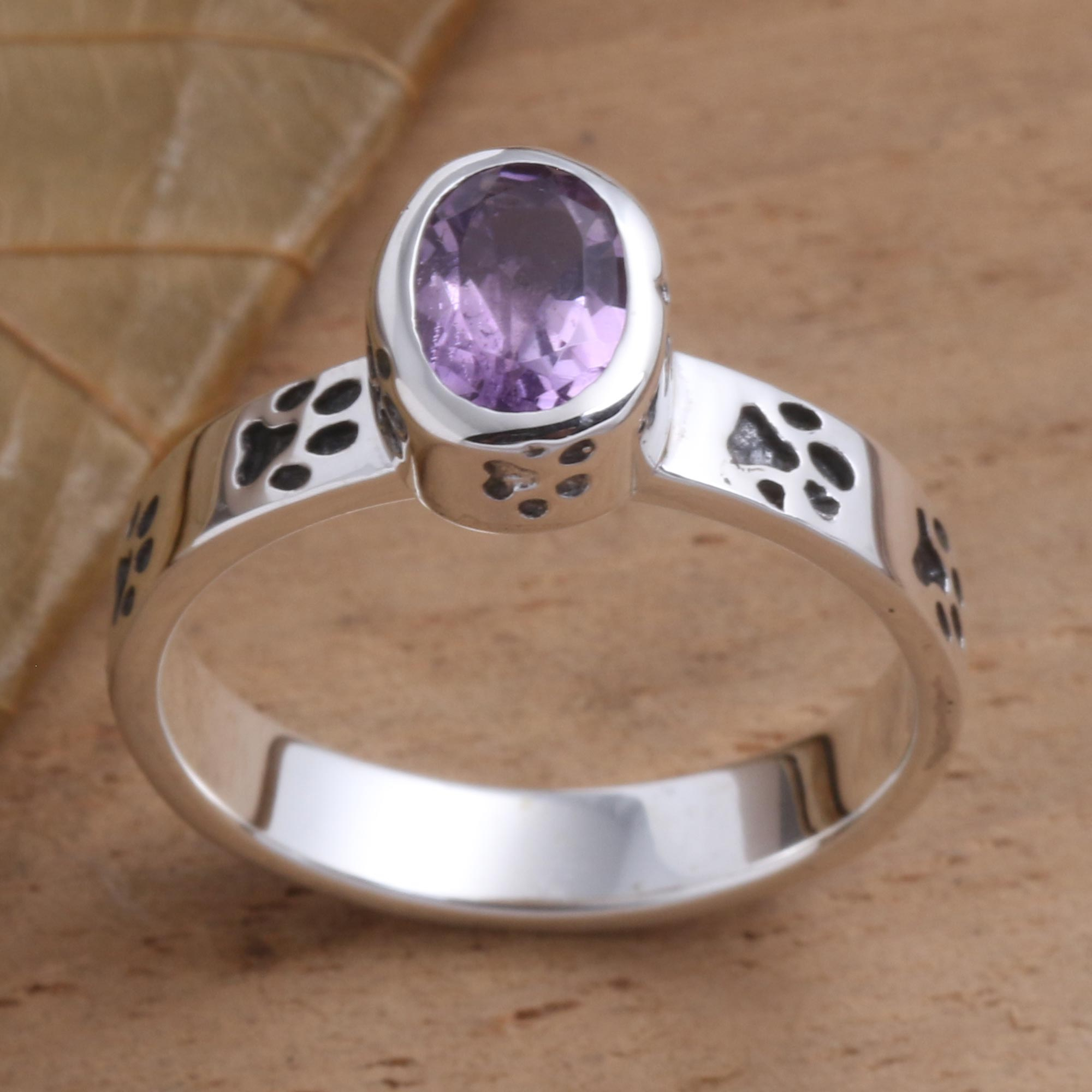 sterling silver paw print ring