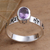 Amethyst single stone ring, 'Paw Prints in Purple' - Amethyst and Sterling Silver Paw Print Ring