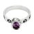 Amethyst single stone ring, 'Paw Prints in Purple' - Amethyst and Sterling Silver Paw Print Ring