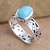 Amazonite single stone ring, 'Paws for Excellence' - Bezel Set Amazonite Cabochon Sterling Silver Paw Print Ring