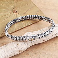 Handmade Sterling Silver and Gold Accented Braided Bracelet,'Well Known'