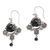Onyx dangle earrings, 'Lost Shadow' - Hand Made Sterling Silver Onyx Bead Dangle Earrings