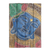 Wood wall panel, 'Buddha Visage in Blue' - Four Panel Wood Wall Panel Buddha in Blue