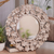Wood wall mirror, 'Jepun Forest' - Shabby Chic White Floral Wood Wall Mirror (image 2) thumbail