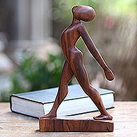 Wood statuette, 'Yoga Style' - Yoga Pose Hand Carved Suar Wood Sculpture