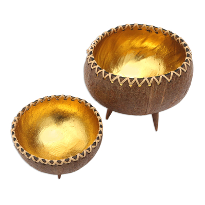 Handmade Decorative Coconut Shell Bowls (Pair)