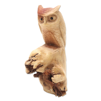 Holzskulptur - Handgeschnitzte Eulenskulptur aus Holz