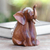 Wood sculpture, 'Sitting Elephant' - Seated Elephant Hand Carved Wood Sculpture thumbail