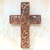 Wood wall cross, 'Natural Inspiration' - Hand Carved Wood Cross with Leaf and Vine Motif