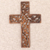 Wandkreuz aus Holz - Handgeschnitztes Holzkreuz mit Blatt- und Rankenmotiv