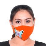 Hand-painted rayon face masks, 'Island Butterfly Beauty' (set of 3) - 3 Hand-Painted Butterfly on Balinese Batik 2-Layer Masks